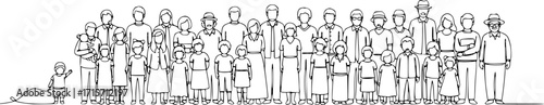 people from various age groups standing together big family