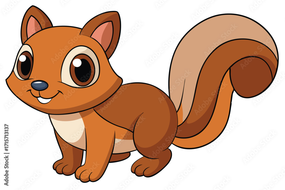 Obraz premium Cartoon Squirrel with Bushy Tail on White Background