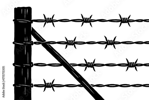Barbed Wire Fence Outline Icon - Security and Boundary Symbol
