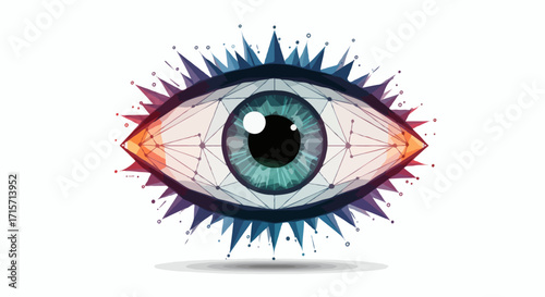 Abstract Eye Geometric Polygonal Design, Colorful Vision, Digital Art