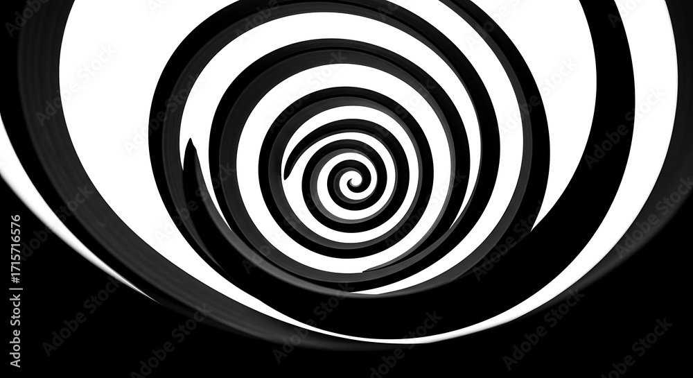 Fototapeta premium A monochrome image featuring a swirling spiral pattern with alternating black and white bands