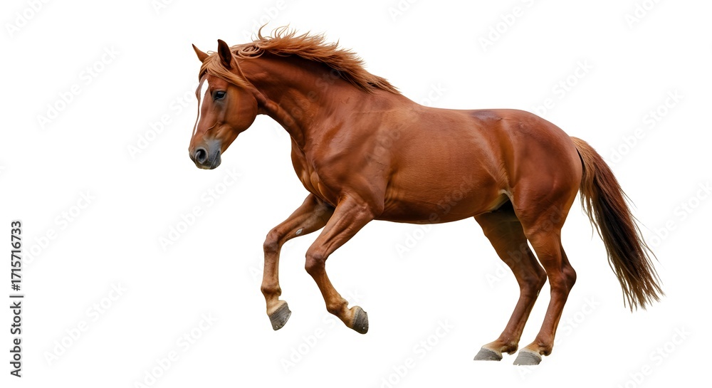 Fototapeta premium Brown horse running isolated