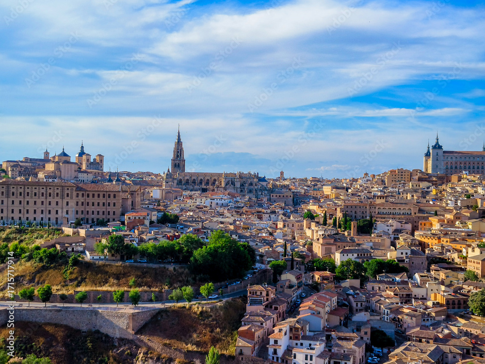 Fototapeta premium Toledo, Spain, May 21 2025, Panoramic view city Toledo Spain