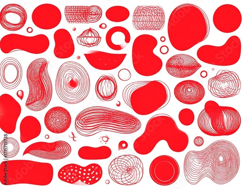 Abstract shapes in red and white (1)
