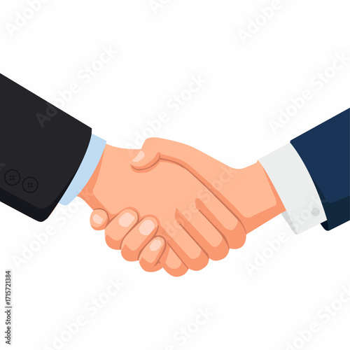Flat vector Two hands shaking hands, symbolizing agreement, partnership, and trust.