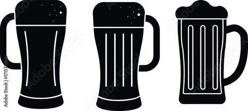  bear mug set Collection vector illustration perfect for pub logos, brewery branding, or craft beer event designs and merchandise