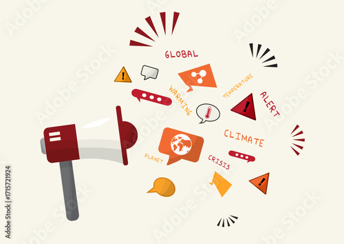 Climate Crisis alert. Climate change communication and marketing. Vector concepts for graphic and web design, business presentation and marketing. Global warming. Vector illustration