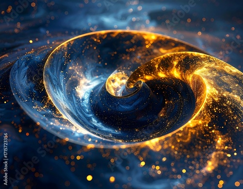 Abstract spiral swirl of golden and blue