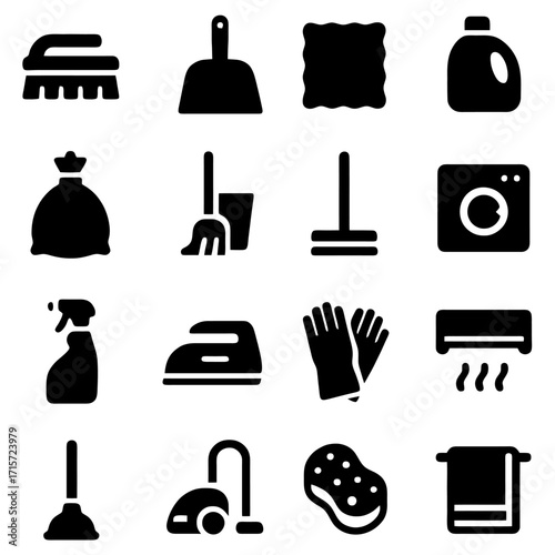 Essential Cleaning Arsenal: A concise collection of cleaning tools, each a symbol of order, hygiene, and the promise of a pristine environment.