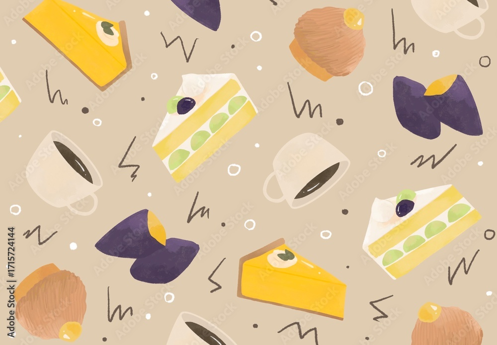 Naklejka premium 秋のスイーツのパターン