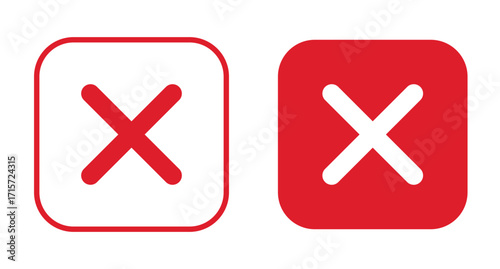 Cross icon set, minimal flat X mark, cancel close delete wrong symbol collection