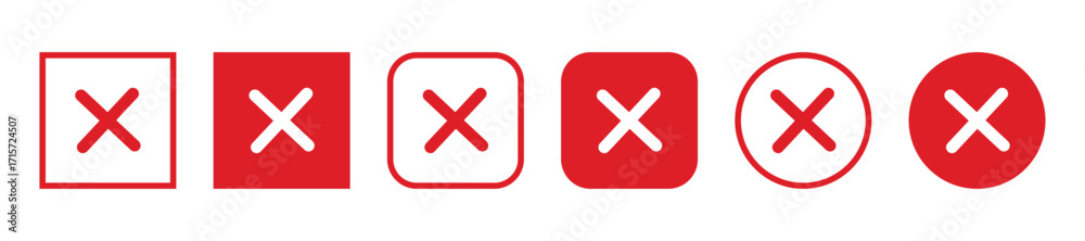 Obraz premium Cross icon set, solid X mark, cancel and delete symbols, wrong error sign collection