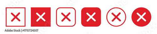 Cross icon set, solid X mark, cancel and delete symbols, wrong error sign collection