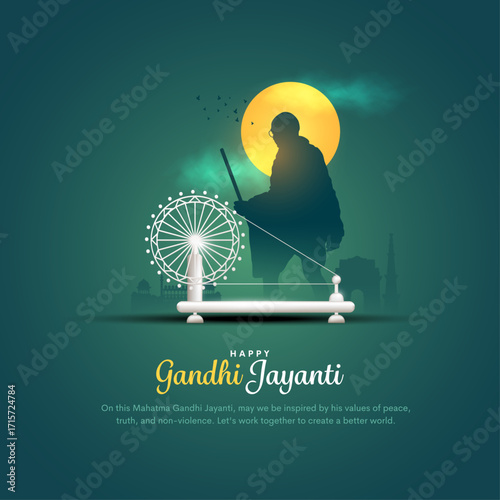 creative vector background design for gandhi ji jayanti on 2nd October.