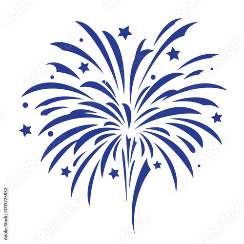 Blue fireworks display exploding with stars celebration and festive design element