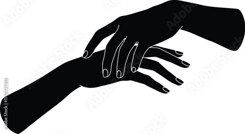 Abstract silhouette hands connecting unity partnership support trust vector
