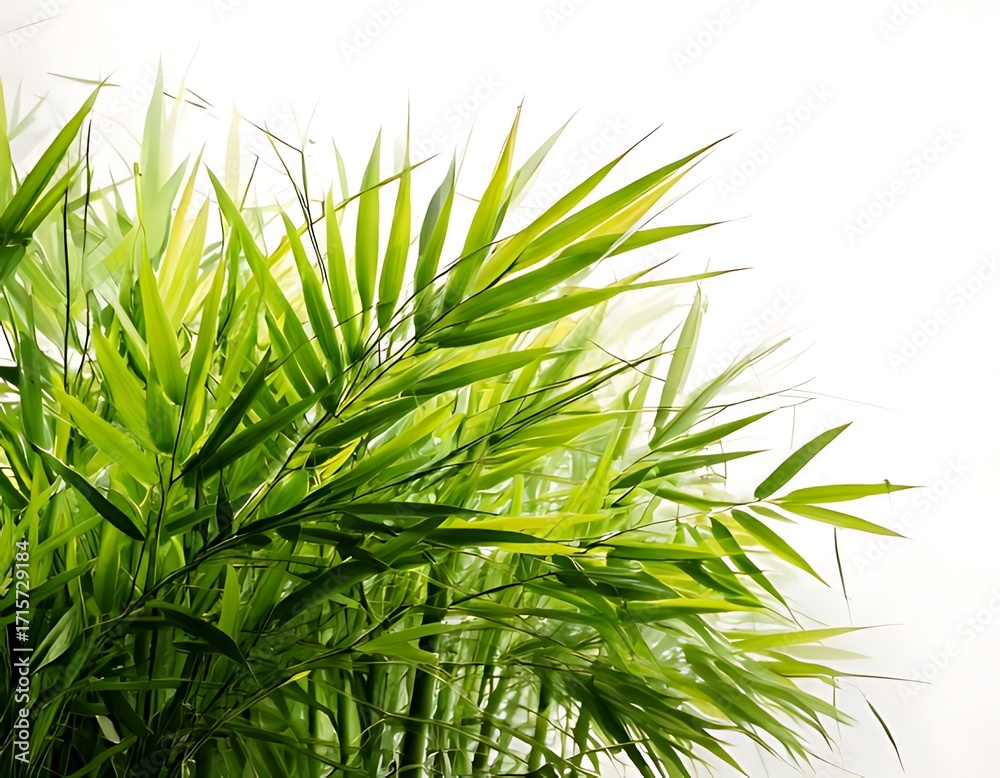 Fototapeta premium Lush bamboo leaves against white