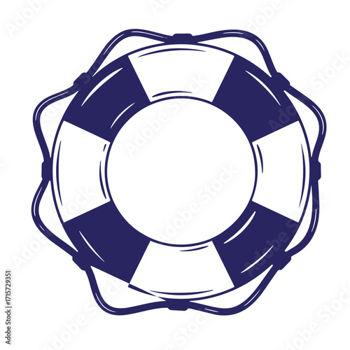 Nautical lifebuoy illustration vector art design with dark blue and white color scheme