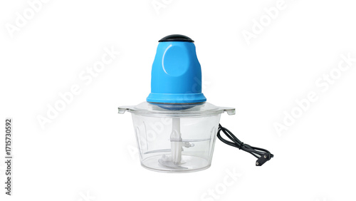 Electric Blue Food Chopper Blender Isolated on White Background