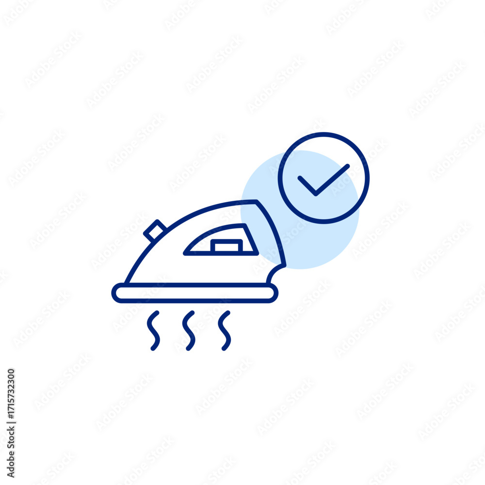 Fototapeta premium Iron and checkmark. Certified home appliances. Pixel perfect, editable stroke vector icon