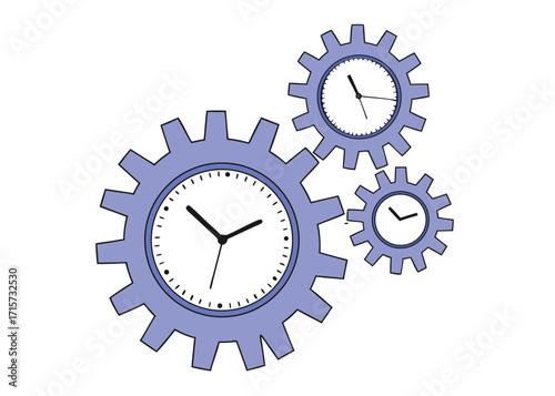 Interlocking gears with clock faces time mechanism