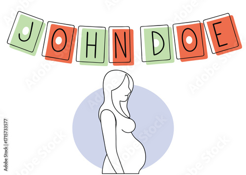 Pregnant Woman Silhouette With Name Banner pregnancy
