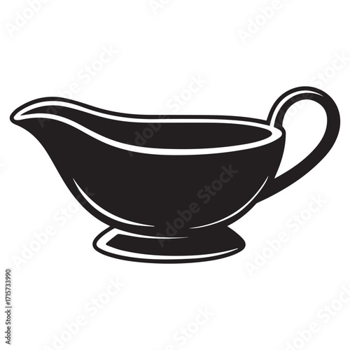 Black and White Gravy Boat Illustration sauce boat