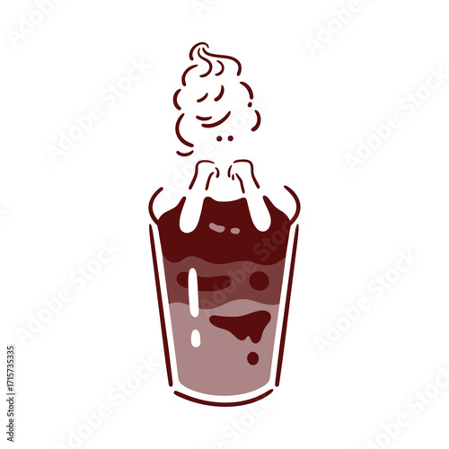 【モノクロ Ver.】 フラペチーノのイラスト_単色　※注 Cup merged; single color recoloring only