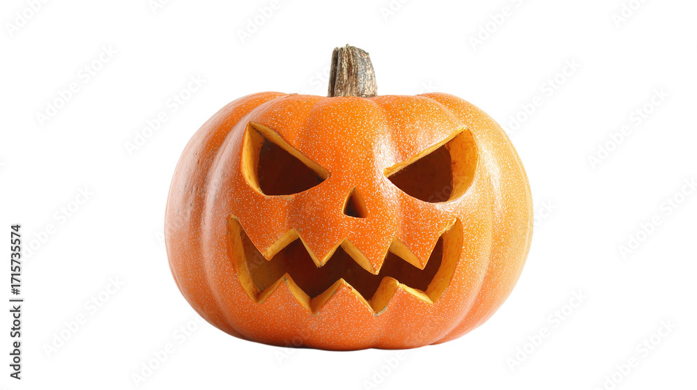 Obraz premium Carved Halloween Pumpkin isolated on transparent background