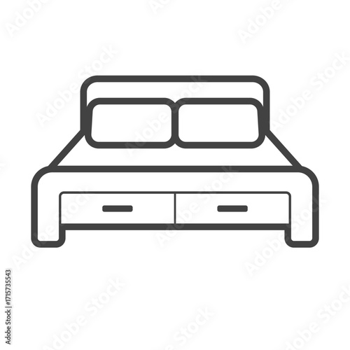 Double bed outline icon transparent vector isolated