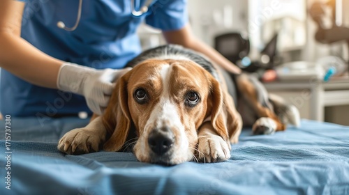 Wallpaper Mural Vet examining dog Compassionate Care: Vet Examining Dog – A Licensed Veterinarian in a Bright Clinic Examining a Calm Dog, Checking Its Ears, Palpating Its Abdomen Torontodigital.ca