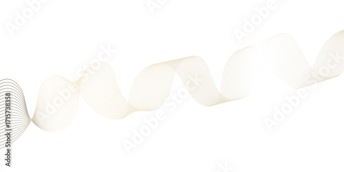 Abstract white and gold wave line futuristic technology flowing particles. modern curved wave smooth stripe seamless pattern. digital frequency track equalizer. stylized wave line art background.