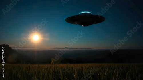 futuristic UFO hovering silently