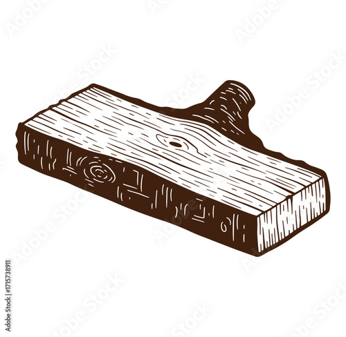 Hand drawn wood plank illustration in a minimalist style perfect for rustic designs and concepts