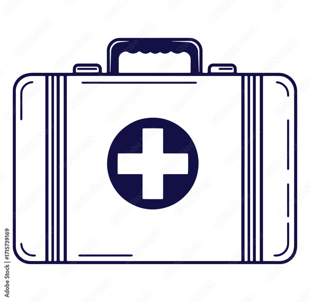 Obraz premium Illustrated medical first aid kit illustration emergency healthcare safety concept symbol icon