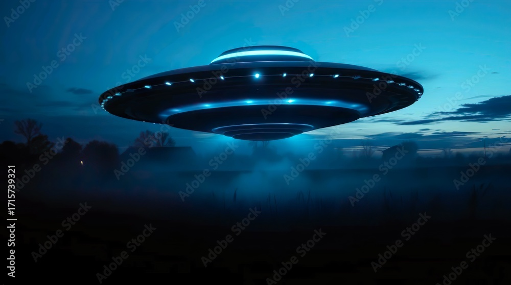 Obraz premium futuristic UFO hovering silently