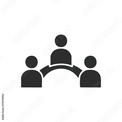 A simple graphic depicting three connected people, symbolizing teamwork, collaboration, and mutual support within a professional organization or network.