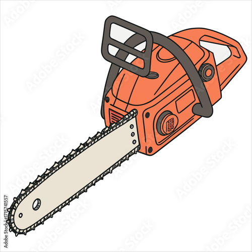 A red plow with a large screwdriver on it
