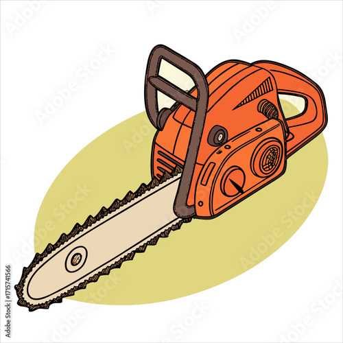 A red plow with a large screwdriver on it

