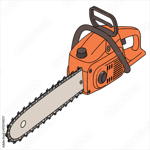 A red plow with a large screwdriver on it
