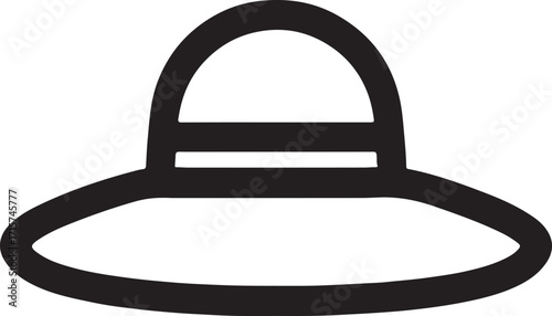 Minimal sunhat outline icon, ideal for summer fashion, beachwear, and vector design projects.