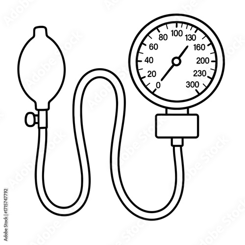 Sphygmomanometer Line Art Icon - Blood Pressure Monitor