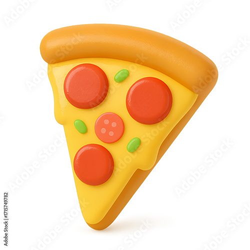 Delicious Pizza Slice with Pepperoni and Green Peppers Illustration.