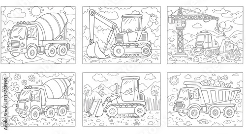 Construction vehicles coloring pages