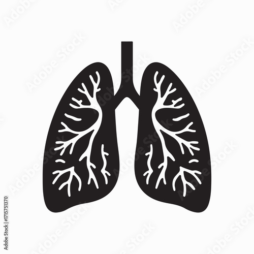 human lungs silhouette vector illustration, respiratory system icon, medical health care design, anatomy breathing organ graphic isolated on white.