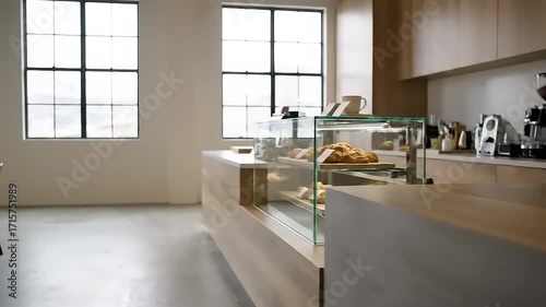 Modern Minimalist Coffee Shop Counter & Display Case, Bakery Interior Design