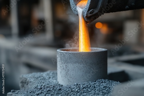 Macro Shot of Liquid Lead in Metallurgical Smelting Furnace