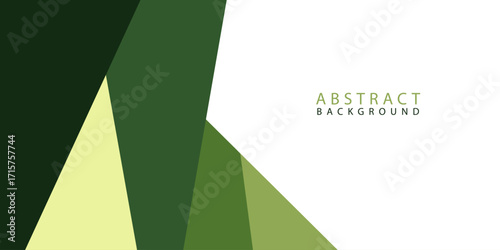 Green and white modern abstract wide banner with geometric shapes. Dark green and white abstract background. Eps10