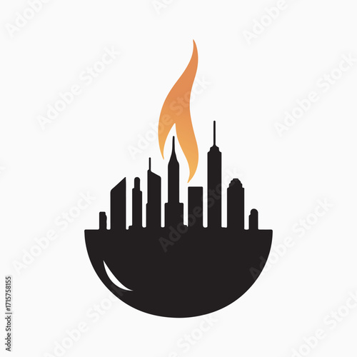 monochrome vector icon of a city kitchen, a modern design for an urban eatery, barbecue restaurant, or gourmet cooking brand.