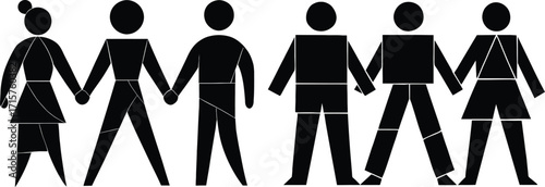 Diverse group of people holding hands silhouette representing unity and community togetherness 